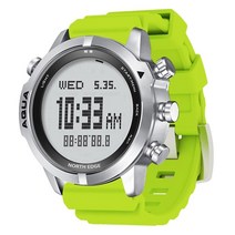고도계 altimeter 나침반 등산 차량용 하이킹 노스 에지 남자 전문 다이빙 컴퓨터 시계 무료스쿠버 다이빙 50m 다이빙 시계 고도계 기압계 나침반 디지털 시계 J=X, 07 AQUA White Green