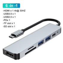 usb c 허브 type c 어댑터 to multi usbc 전원 스위치허브 3.1, 1에서 6