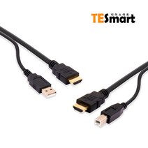 티이스마트 2포트 HDMI KVM 스위치 4K 60Hz 모니터 셀렉터 선택기, HDMI + USB 통합 케이블 2M