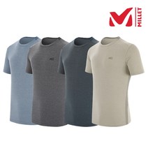 밀레 MILLET 남성 남자 여름 빨리 마르는 흡습속건 다용도 야외활동 및 레저활동 스트라이프 라운드 반팔 티셔츠
