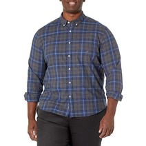 Nautica 남성용 체크무늬 포플린 셔츠 그레이 헤더