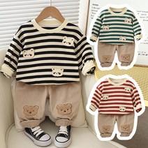 몽실이 베어패치 스트라이프 상하복세트