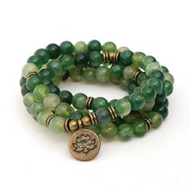 불교염주팔찌 108 Mala Bracelet & Necklace for Women Men 8mm Onyx Stone Beads Lotus OM Buddha Yoga Prayer M, Buddha bronze, 보여진 바와 같이