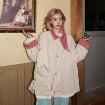 저렴한 자켓 여성 패치 워크 심플 봄 헐렁한 학생 유니섹스 겉옷 기본 얼팡 스트리트 스타일 십대 세련된