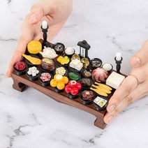 핸드메이드 미니어처 차례상 정성 제사상 모형 미니어쳐 소품 꾸미기 병풍포함 1인상 2인상, 정성 제사상 2인상_산수화 / 소주추가