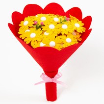 민화샵 펠트 사탕꽃다발 초등만들기 어린이집 만들기재료, 흰단추레드 UDOFB0014