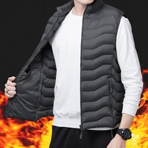 남성 경량 퀄팅 패딩 조끼 가벼운 패션 겨울 보온 히팅 슬림 쪼끼