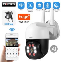 CCTV 방범 보안 감시 IP 카메라 현관 문 스마트폰 가정용 매장 무선 초소형 펫 씨씨티비 fuers 1080p 3mp ip tuya 스마트 야외 홈 자동 추적 ai 인간, 3m 2mp 캠 128g 카드, 영국 플러그, 3.6mm