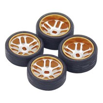 GHSHOP Wltoys k989 몬스터 트럭 크롤러 자동차 버기 트럭 교체 부품 용 고무 rc 프론트 리어 휠 타이어 세트 4 팩, 24.5x9mm, 탄성 고무, 골든