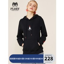 커플 후드티셔츠 PLORY 트렌드 애니메이션 플라워 프린팅 풀오버 맨투맨 타입 여성 POMW 2958043115