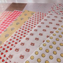 왁스페이퍼 샌드위치포장지 베이킹 도시락 토스트 크로플 떡 포장 스마일 하트 유산지 미니 도시락케이크 빵 김밥 포장지, 1개