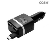 [COSY]코시 4.4A USB 2포트 차량용충전기 (타입C 자동감김) CGR3155AT