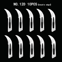 Swann-Morton 멸균 수술용 블레이드 11 12D 15C 40 양날 탄소강 독립형 화장품 치과용 팩 10 개, NO.12D 10PCS