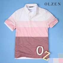 올젠 컬러 블록 반팔 카라 티셔츠ZPZ2TT1503877821