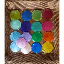 [리아]썬캐쳐 diy 자개모빌 만들기 발리모빌 재료 5cm 원형 화이트 컬러 낱개 자개, 그린옐로우