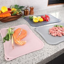 올리오 키친 주방 이유식 위생 컷팅보드 실리콘 도마 2개, 핑크+그레이