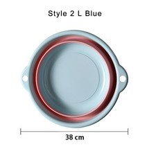 캠핑 설거지통 폴딩 바스켓 바구니 접이식 설거지망 가방 물통 다목적 세면대 휴대용 경량 걸이식 접시 여행 하이킹 피크닉 청소 도구, [15] Style 2 L Blue