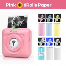 PeriPage A6 휴대용 무선 감열 포토 프린터 미니 포켓 라벨 스티커 메이커 BT 전화 인쇄 기계 컬러 용지 롤, [09] PK add 3 White Paper