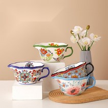 도자기저그 북유럽 피쳐 믹싱 세라믹 시럽 샐러드 그릇 베이킹 빈티지, 1100ML 겨울