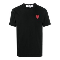 꼼데가르송 P1T288 1 BLACK 더블하트패치 반팔티셔츠