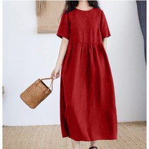 여성 린넨 원피스 라운드넥 오버핏 a라인 캐주얼 여자 봄 여름 가을 반팔 롱원피스 linen dress women XK0104