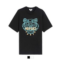22SS KENZO 여성 타이거 로고 반팔 티셔츠 블랙/화이트 FC52TS846CSJ
