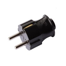 일신전기 둥근형 접지 플러그 일자형 검정색 ISP-14117 블랙 플러그