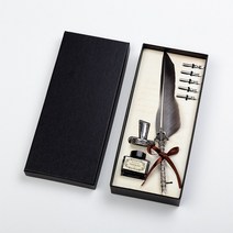 엔틱 깃털펜 캘리그라피 데코펜 만년필 펜촉 잉크, 1-깃펜-그레이