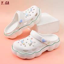 Y.GA 귀여운 여자 학생 발편한 학교 슬리퍼 여성 앞막힌 사무실 통굽 샌들 실내외 공용 미끄럼 방지 EVA 보들보들 편안한 발감