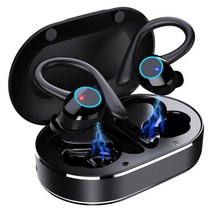 노이즈캔슬링헤드폰 헬스헤드셋 운동헤드셋 무선 5.0 터치 컨트롤 스포츠 방수 블루투스 이어폰 hifi 9d 베이스 스테레오 이어폰 마이크 포함, Black