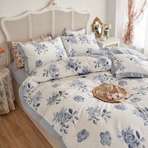 프랑스 스타일 침구 세트 침대 시트 및 Pillowcases 품질 이불 커버 100% 코튼 퀸 킹 사이즈, 05 5