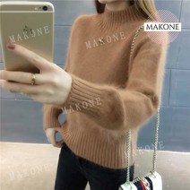 CHINA 여성 터들넥 니트 스웨터 폴라티 루즈핏 앙고라 il26