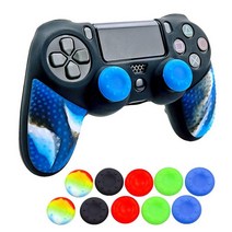 Xbox 시리즈 S/X Ps4 Ps5 컨트롤러용 스킨 미끄럼 방지 쉘 커버 케이스 1개 조이스틱 그립 10개 포함 플레이스테이션 5 컨트롤러 무선 게임패드(PS5 컨트롤러 #, PS4 controller 6