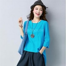 SAMARA 여성 빅사이즈 앞뒤 언발 린넨 블라우스