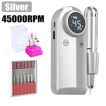 미니전동드릴 45000RPM 전기 네일 드릴 전문 매니큐어 기계 충전식 손톱 샌더 세트 휴대용 살롱 폴리셔 장비 뷰티 헬스 케어 관리, [04] Sliver BTH8 With Box