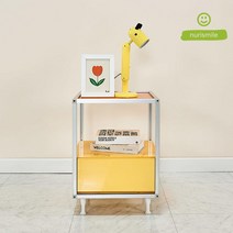 미드센츄리 낮은 유리 모듈 선반 서랍장 거실 수납장 원룸 침대 협탁, 본상품선택, 핑크