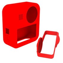 Gopro Max 액세서리 보호용 실리콘 케이스 소프트 고무 실리카겔 + 렌즈 캡 보호대 하우징 Go Pro 360, 04 Red
