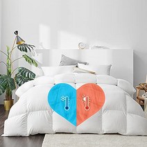 헝가리구스이불 Highland Feather Dual Zone Hungarian White Goose Down Comforter - Ultra Soft Duvet Insert P, [02] California King, [01] All Season