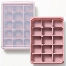국산 프리미엄 실리콘 얼음트레이 15구, 핑크 뚜껑포함, 2개 상품 사진