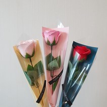 늘솜아뜰리에 비누장미 1송이 꽃다발 (10+1) 비누꽃 한송이 미니꽃다발/ 기념일/ 행사용/ 단체선물/ 단체주문, 핑크
