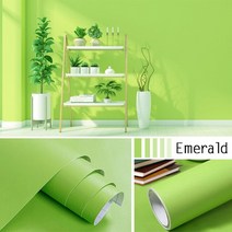 단색 접촉 용지 자체 접착 스티커 벽지 가구 커버 비닐 롤 2080cm 너비 110m, Emerald green+1mx20cm Sample