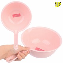 socean 파스텔 컬러 욕실 바가지 손잡이 세척볼 원형 작은 목욕 대야 손자루 물바가지 플라스틱 바쓰 스쿱 칼라 미, 기본