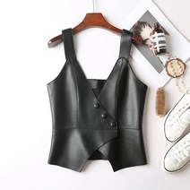 [Myshe]여성 패션 pu 조끼 숏 가죽 조끼 Dou2FEI824MJ4