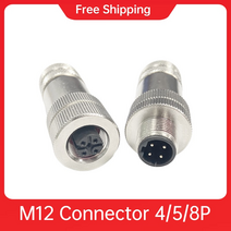 m12 금속 커넥터 ip67 항공 기계 연결 플러그 이더넷 ethercat profinet shield gold cable socket 458pins eletrical tv, 코딩, 8p, 여자