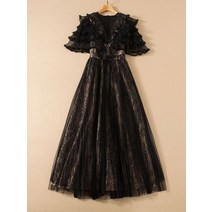 zzsluia prom dresses for women o 넥 반팔 프릴 슬림 원피스