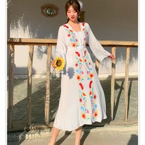 봄 가을 에스닉 스타일 보헤미안 원피스 드레스 휴가 바캉스 여행 해변 휴양지