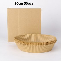 50개/팩 에어프라이어 종이 식품용 기름 흡수 종이 패드 바비큐 가정용 식품 실리콘 기름 종이 둥근 종이 플레이트, 20cm