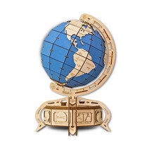 DIY 나무 조립 키트 입체 퍼즐 지구본 블루, 단품, 단품