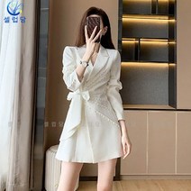 셀럽당 여성복 긴팔 정장 원피스 여화이트 스커트