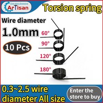 국산차수입차부품 10 Pcs 비틀림 스프링 1mm V 나선형 와이어 직경 1.0mm 각도 60 90 120 180 금속 쓰레기통 수리 봄, [02] 6mm(6 laps ), [03] 1.0mm(180 degrees), [11] 10mm(10pcs)